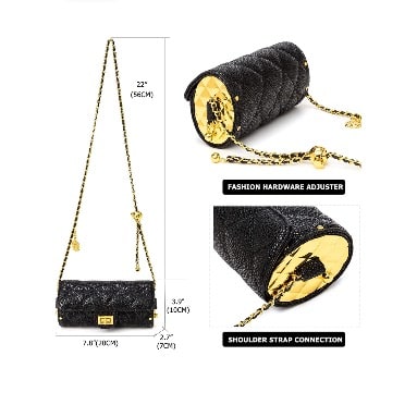 Leather Sausage Design Purse - Black