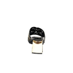 Nova Slippers With Gold And Black Studs - Black