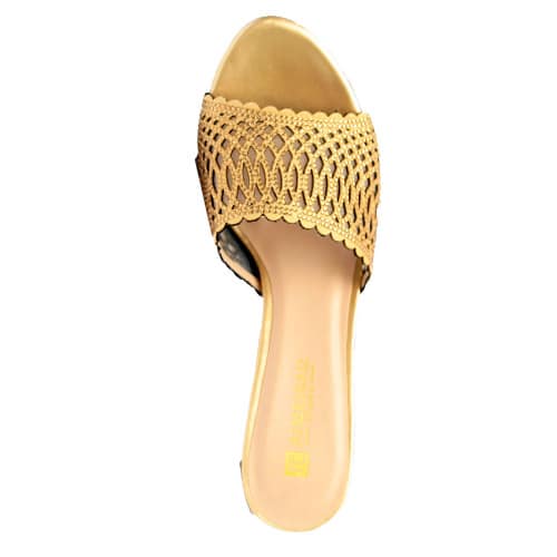 Isabelle Slippers With Laser Cut Detail - Gold