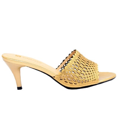 Isabelle Slippers With Laser Cut Detail - Gold