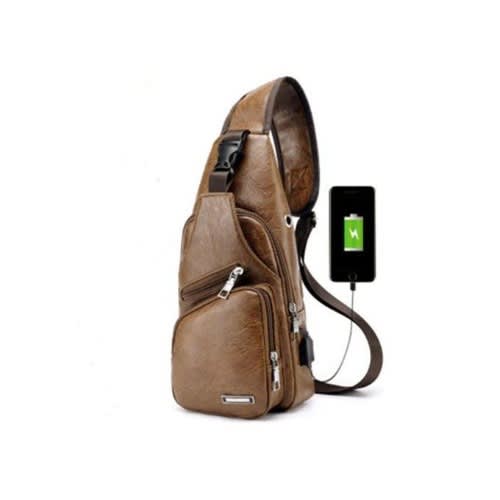 Crossbag With USB Charging Port - Brown