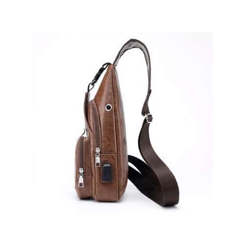Crossbag With USB Charging Port - Brown