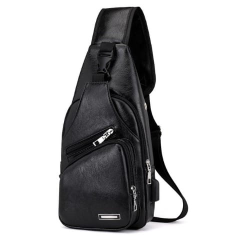 Crossbag With USB Charging Port - Black -8 Inches