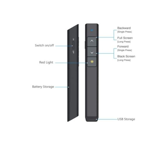 Dinofire, Rf 2.4 Ghz Black Remote Control For Powerpoint Presentations