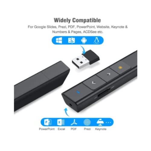 Dinofire, Rf 2.4 Ghz Black Remote Control For Powerpoint Presentations