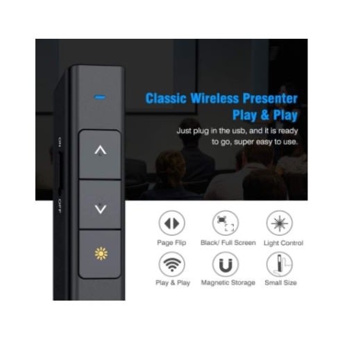 Dinofire, Rf 2.4 Ghz Black Remote Control For Powerpoint Presentations