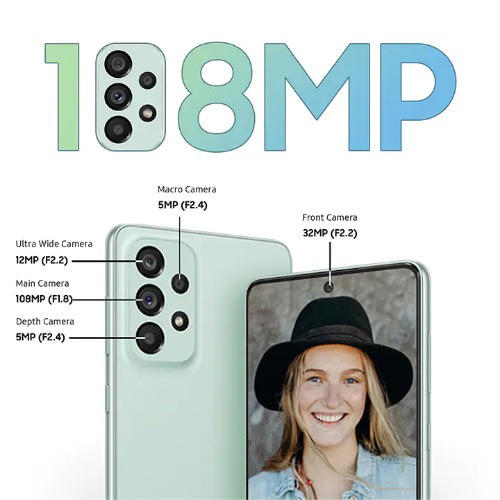 Galaxy A73 5G - 6.7"AMOLED - 256GB ROM - 8GB RAM - Dual SIM - 108MP - Fingerprint - 5000mAh - Mint