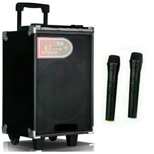 Mini Rechargeable Bluetooth Public Address System With 2 Wireless Microphones Radio, Usb