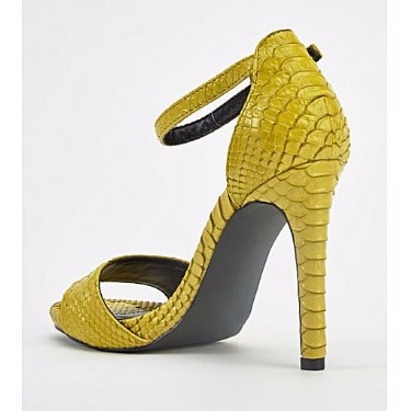 Mock Croc Stiletto Heeled Sandals- Yellow Size 3-8