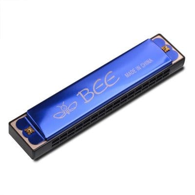 Bee & Flower Harmonica Mouth Organ - Blue