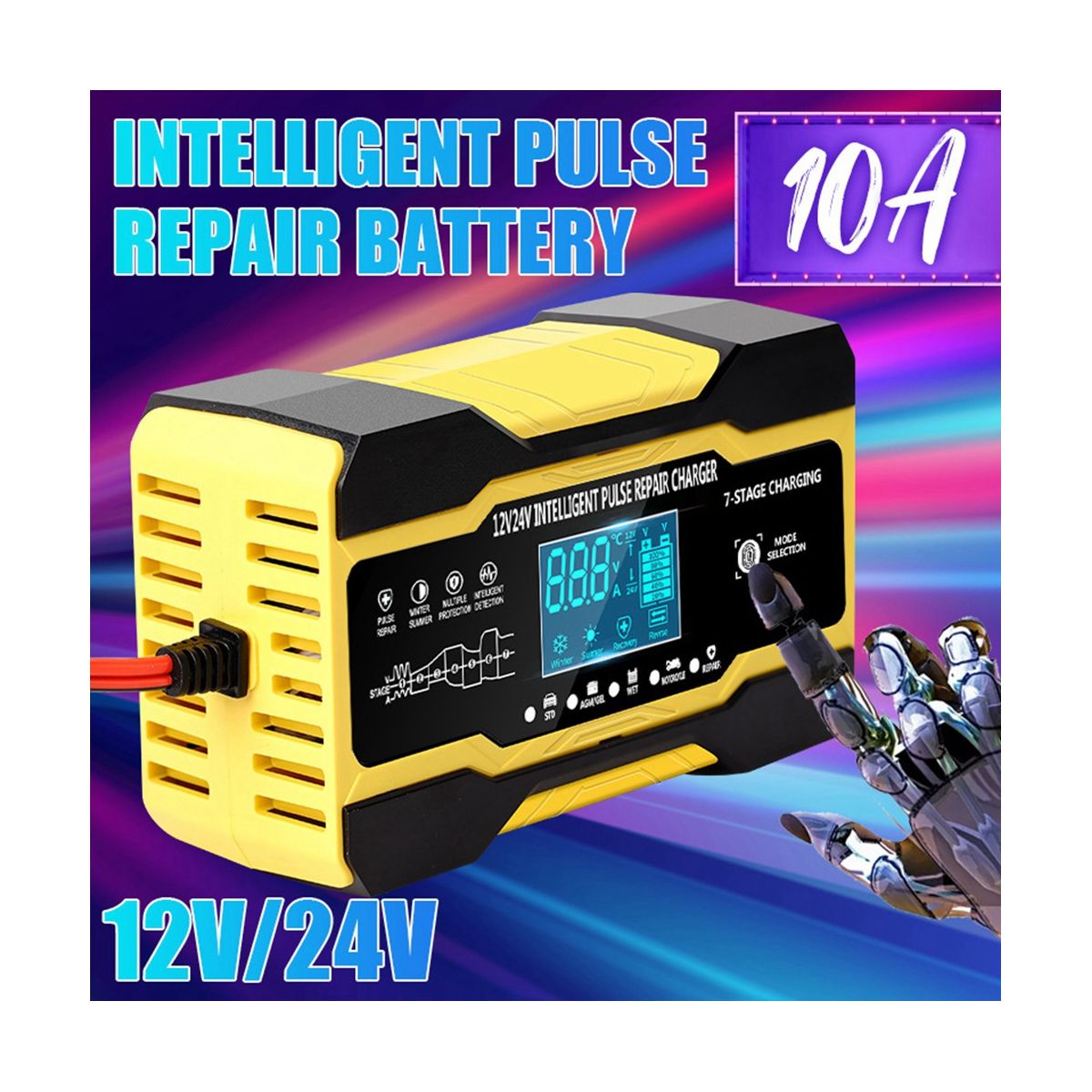 12V 24V Fully Automatic Smart Charger 10AHigh Power