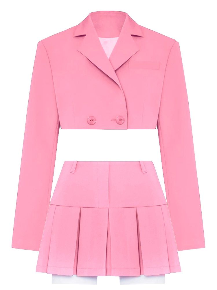 （Pink Suit）Taruxy Green New Bs For Women Cropped Coats Jacket Summer Casual