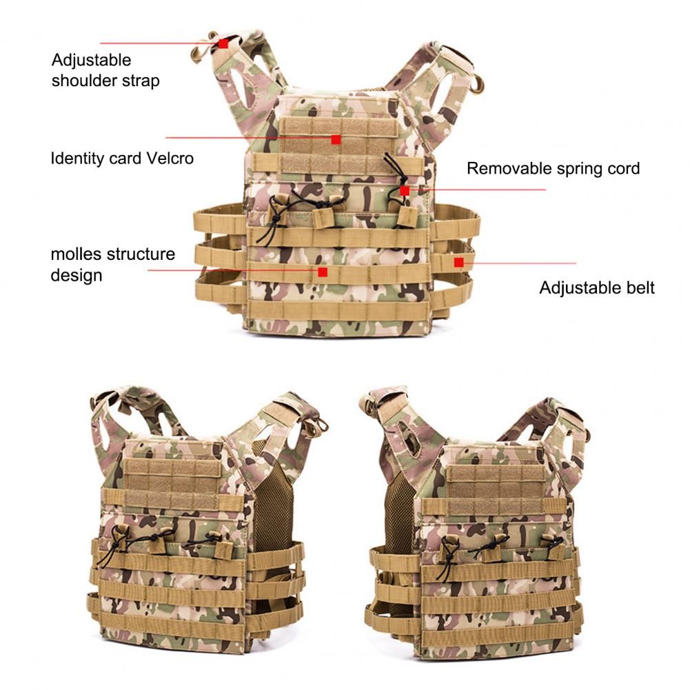 Self Heating Vest Hunting Adjustable Wear-resistant Combat Protective Ultra-Light Loading Capacity Molle Vestes For Hiking Black