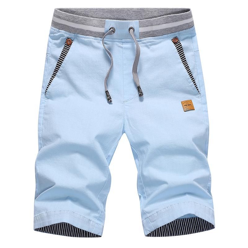 2023 Summer Bermuda Male Drawstring Elastic Waist Breeches Beach Shorts