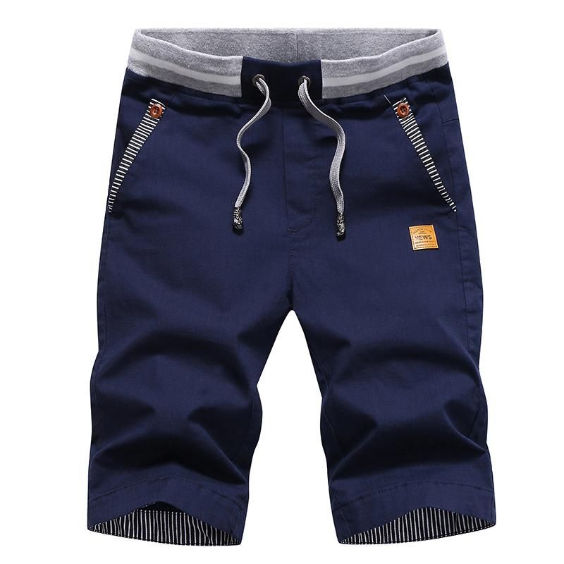 2023 Summer Bermuda Male Drawstring Elastic Waist Breeches Beach Shorts