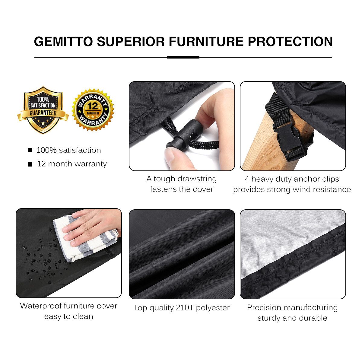 Patio Sofa Cover, Outdoor Sectional Furniture Cover, Waterproof Garden Couch Cover L-Shaped (Short Left Wing, Long Right Wing / Long Right Wing, Short Left Wing）