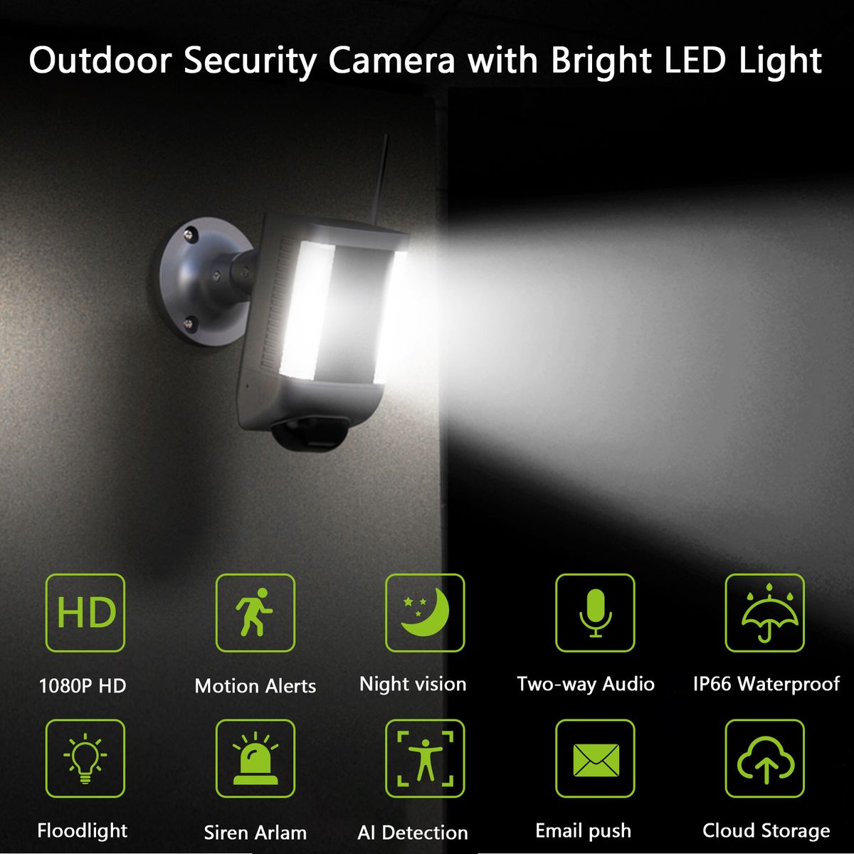 Outdoor Spotlight Security Camera, 2MP WiFi IP Cameras With