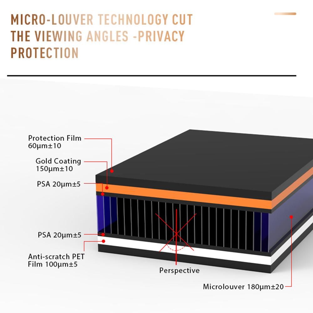 Golden Privacy Screen Filter Reversible High-transmittance 30° Invisible Anti-UV Anti-glare Film for 34'' Monitor with 21:9 Aspect Ratio