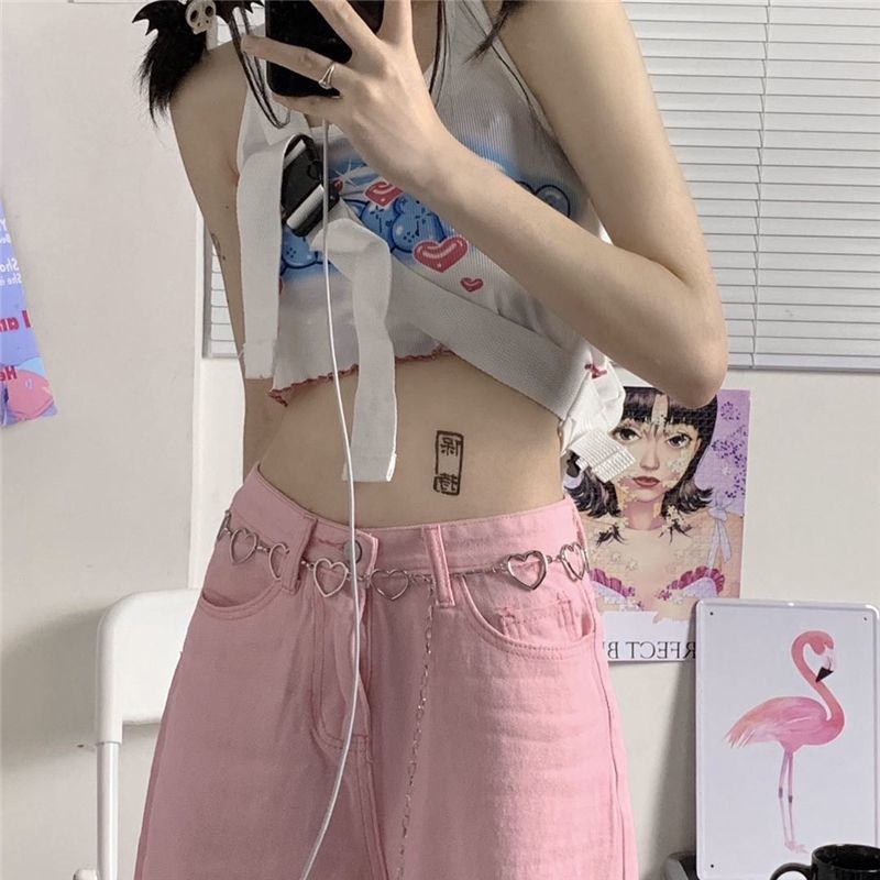 Y2k Baggy Pink Jeans Women Kawaii Korean Oversize Low Rise Wide Leg Explosive