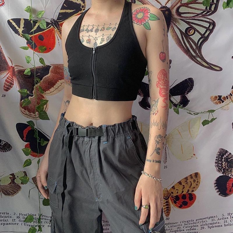 (Black)Harajuku Korean Fashion Vintage Denim Trousers Women's Baggy Jeans Y2k Fairycore Oversize Capri Cargo Pants Retro Streetwear ACU