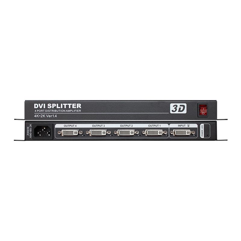 DVI Splitter Synchronous 4 Ports Distribution Amplifier 4K*2K 1 In 4 Out DVI