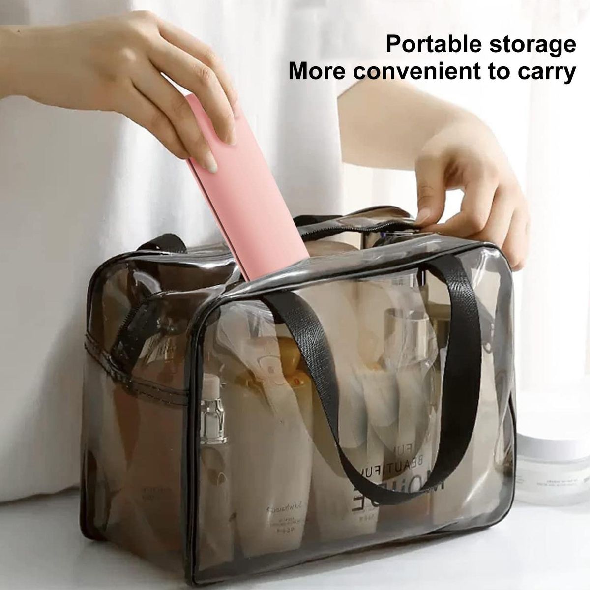 Portable Magnetic Makeup Brush Holder Organizer for Easy Pink