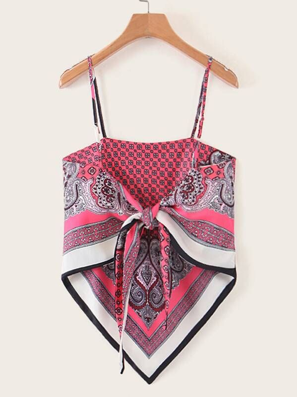 Boho Back Tie Up Camisole Women Spaghetti Strap Crop S Summer Print Camis