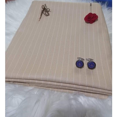 Stripe Beige Unisex Material - 4 yards