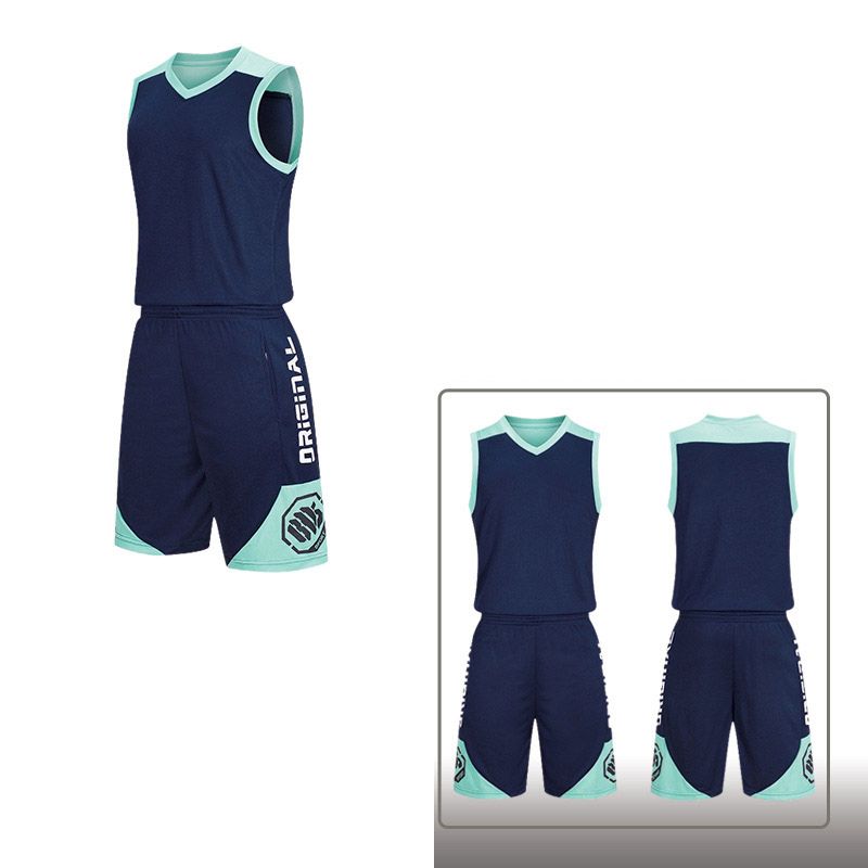 Adult Kids Training Jerseys Set,Sport Basketball Set（Dark Blue）