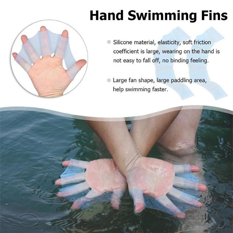 Finger Flexible Silicone Swimming Gloves (Samll Size)