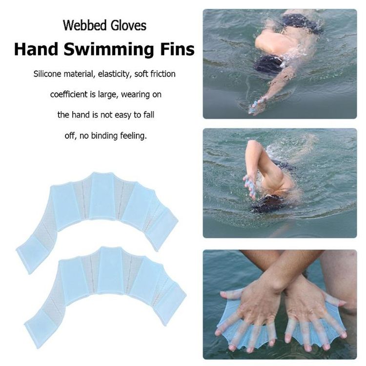 Finger Flexible Silicone Swimming Gloves (Samll Size)