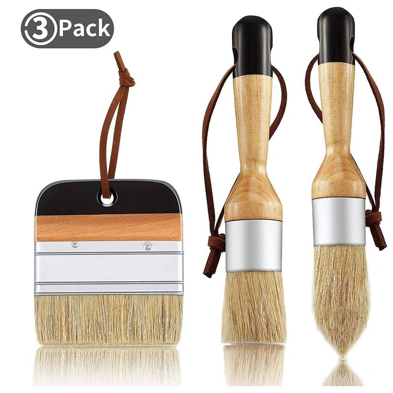 3Pack Chalk And Wax Paint Brushes Bristle Stencil Brushes