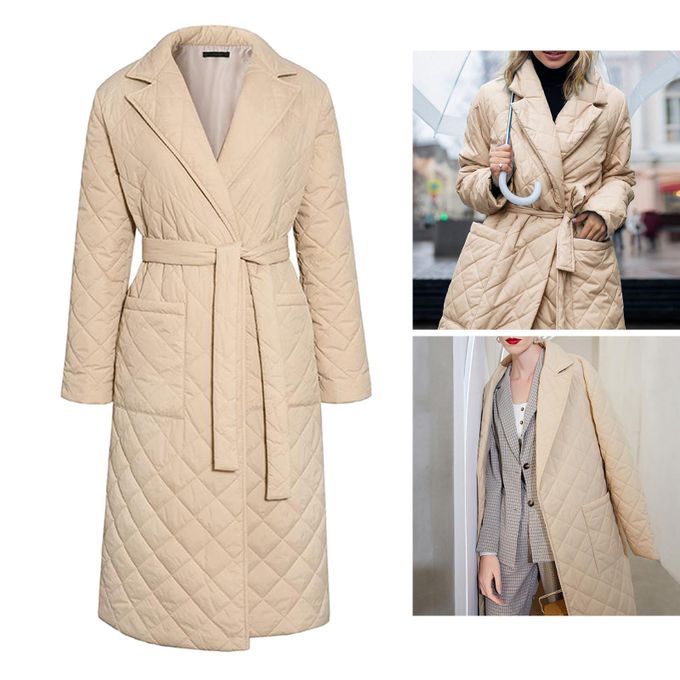 Long Straight Coat Jacket Women Winter Fall Beige M