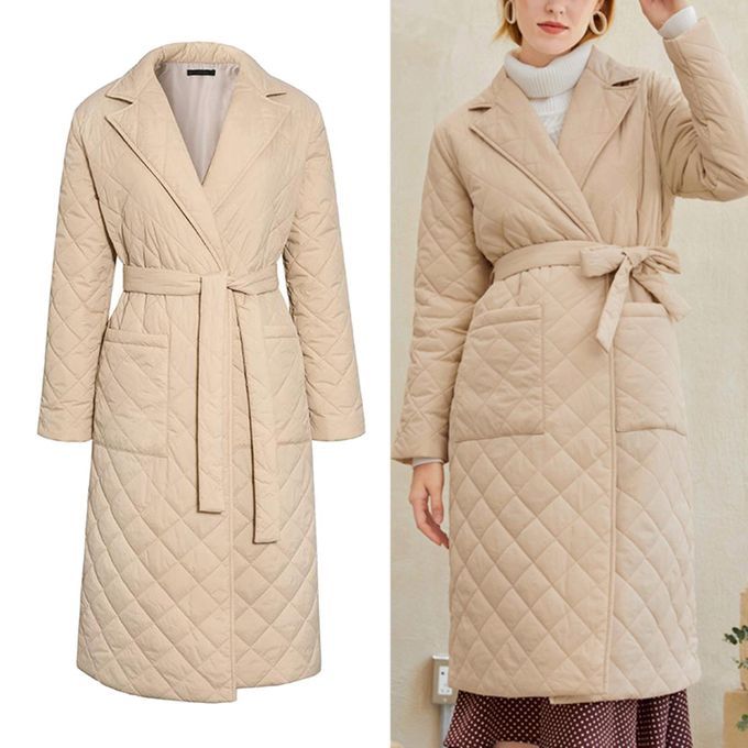 Long Straight Coat Jacket Women Winter Fall Beige M