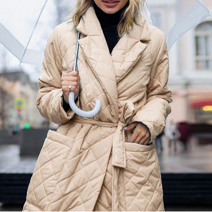 Long Straight Coat Jacket Women Winter Fall Beige M