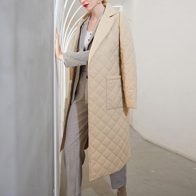 Long Straight Coat Jacket Women Winter Fall Beige M