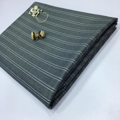 Dark Gray Strip Dotted Men Stock Senator Material - 4 Yards