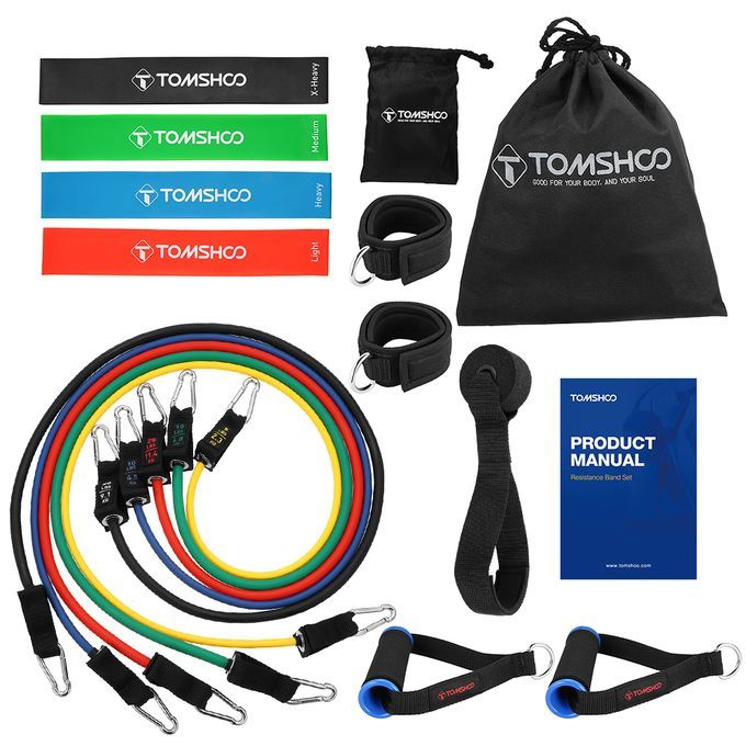 TOMSHOO 17Pcs Resistance Bands Set Workout Fintess Exercise