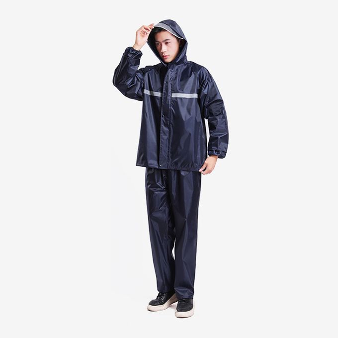 Women Raincoats Suit With Hood Work Reflective Rain Wear Rain XXL Navy