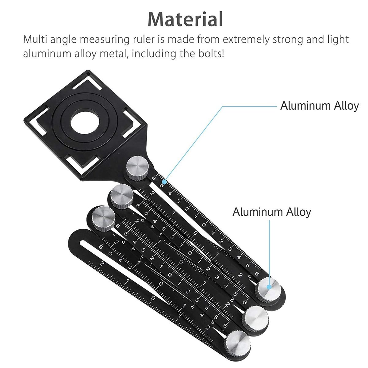 Multi Angle Measuring Ruler 6-Sided Angle Finder Aluminum
