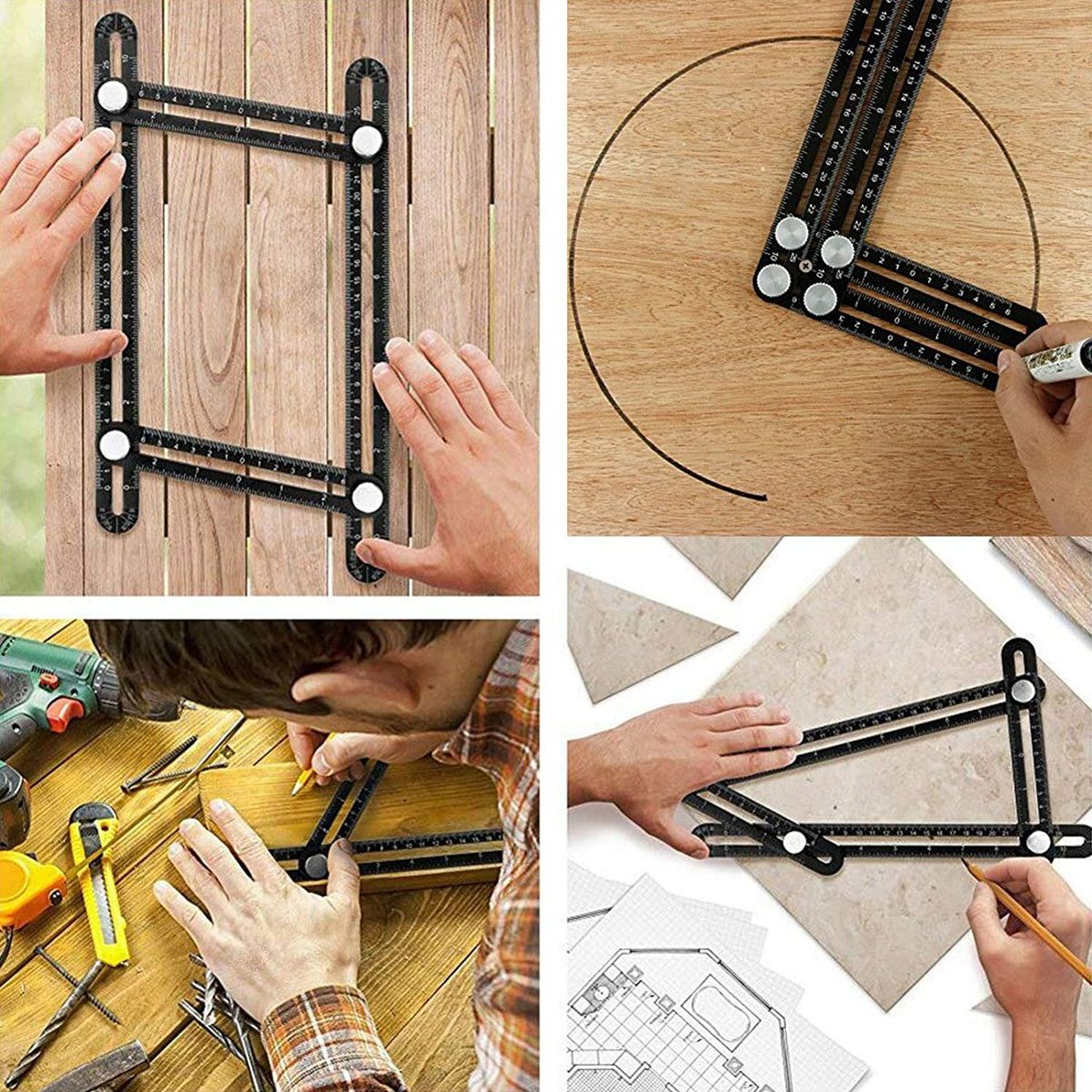 Multi Angle Measuring Ruler 6-Sided Angle Finder Aluminum