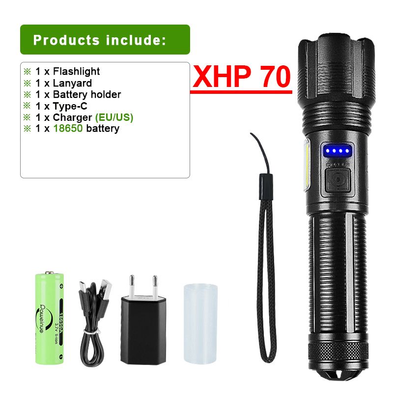 9990000LM 600W Rechargeable Flashlight With USB Charging