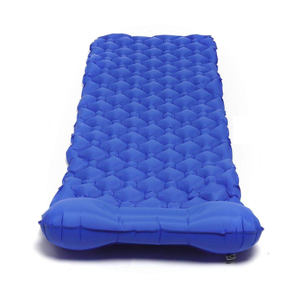 Moisture-proof Inflatable Sleeping Pad Outdoor Camping Tent Mat + Air Bag Pillow Dark Blue
