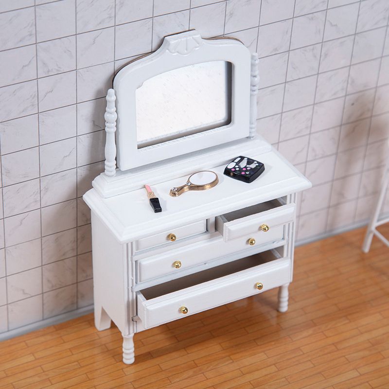 1Pc 1:12 Dollhouse Miniature Dresser Cosmetic Mirror Drawer