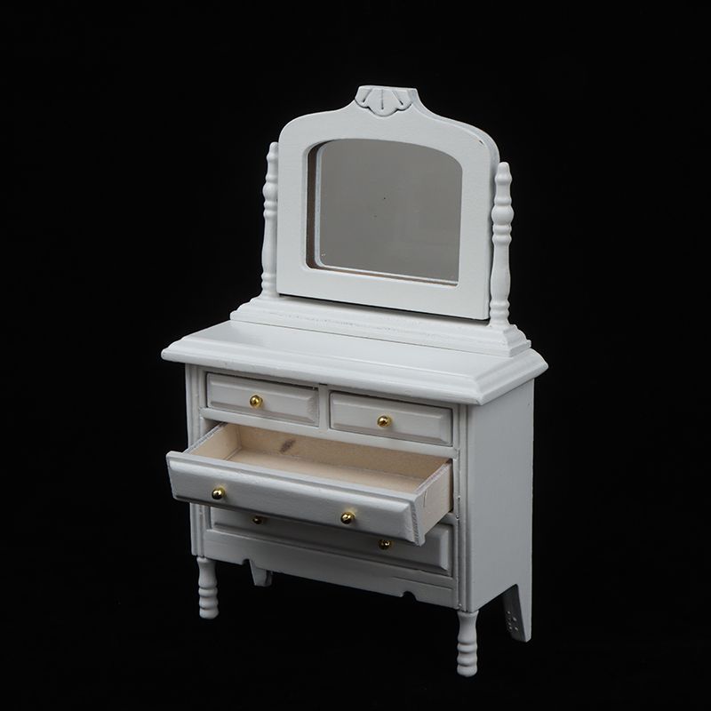 1Pc 1:12 Dollhouse Miniature Dresser Cosmetic Mirror Drawer