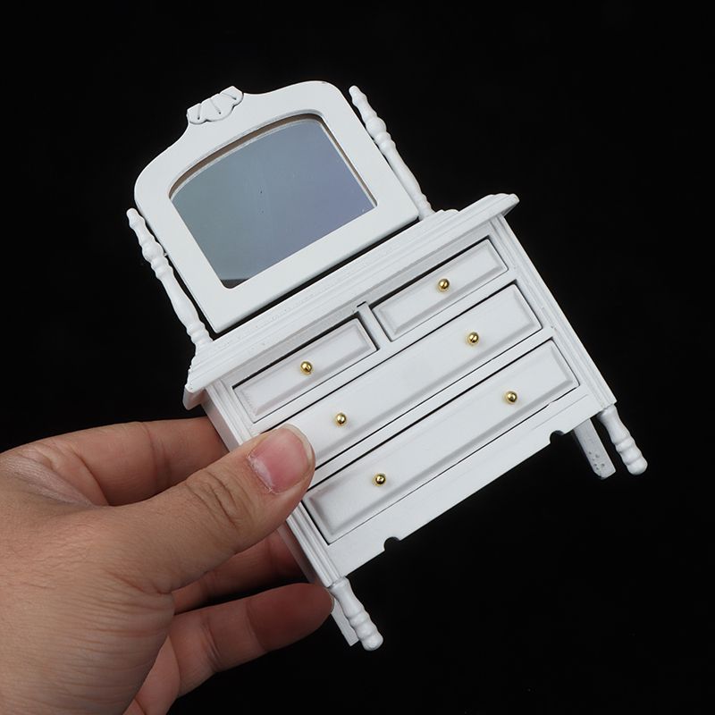 1Pc 1:12 Dollhouse Miniature Dresser Cosmetic Mirror Drawer