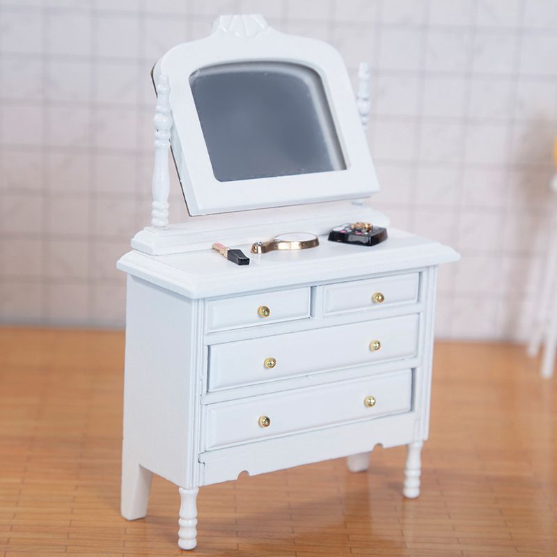 1Pc 1:12 Dollhouse Miniature Dresser Cosmetic Mirror Drawer