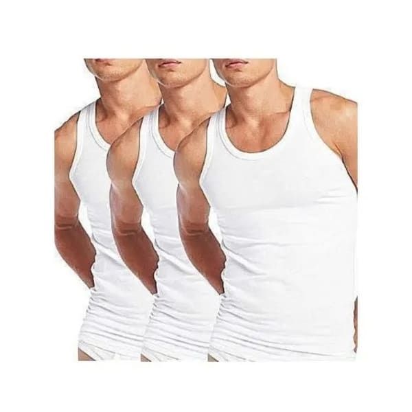 3 In 1 Men's Turkish  Underwear Singlet (M/L/XL/XXL/XXXL) -White
