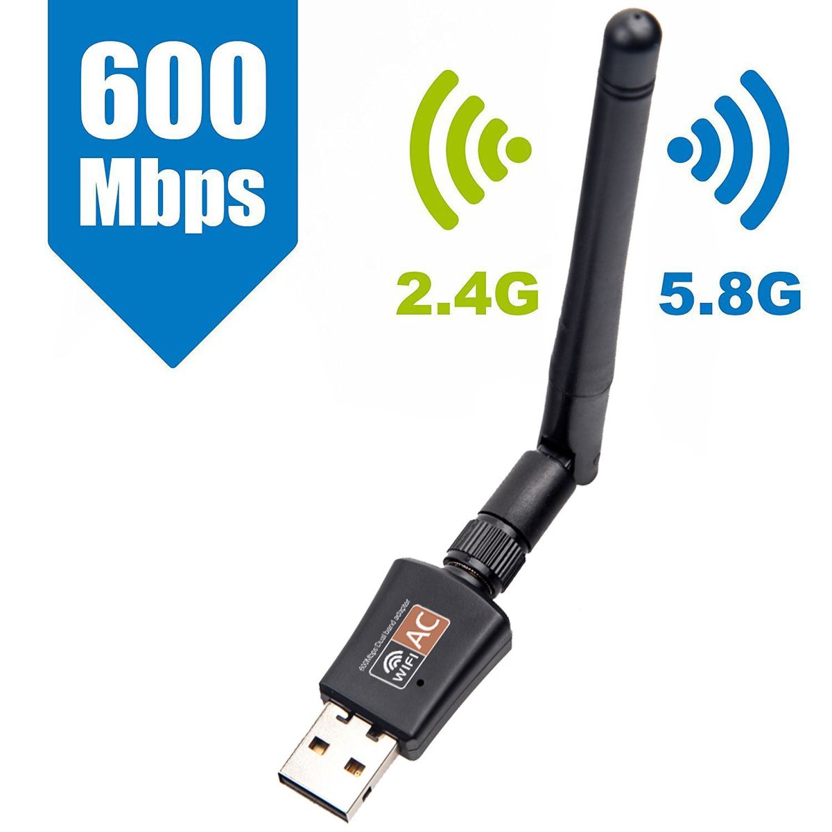 USB WiFi Adapter 600Mbps Dual Band 2.4GHz/5GHz 802.11ac Dongle Wireless Network Card For Windows Macbook Desktop Laptop Without Antenna