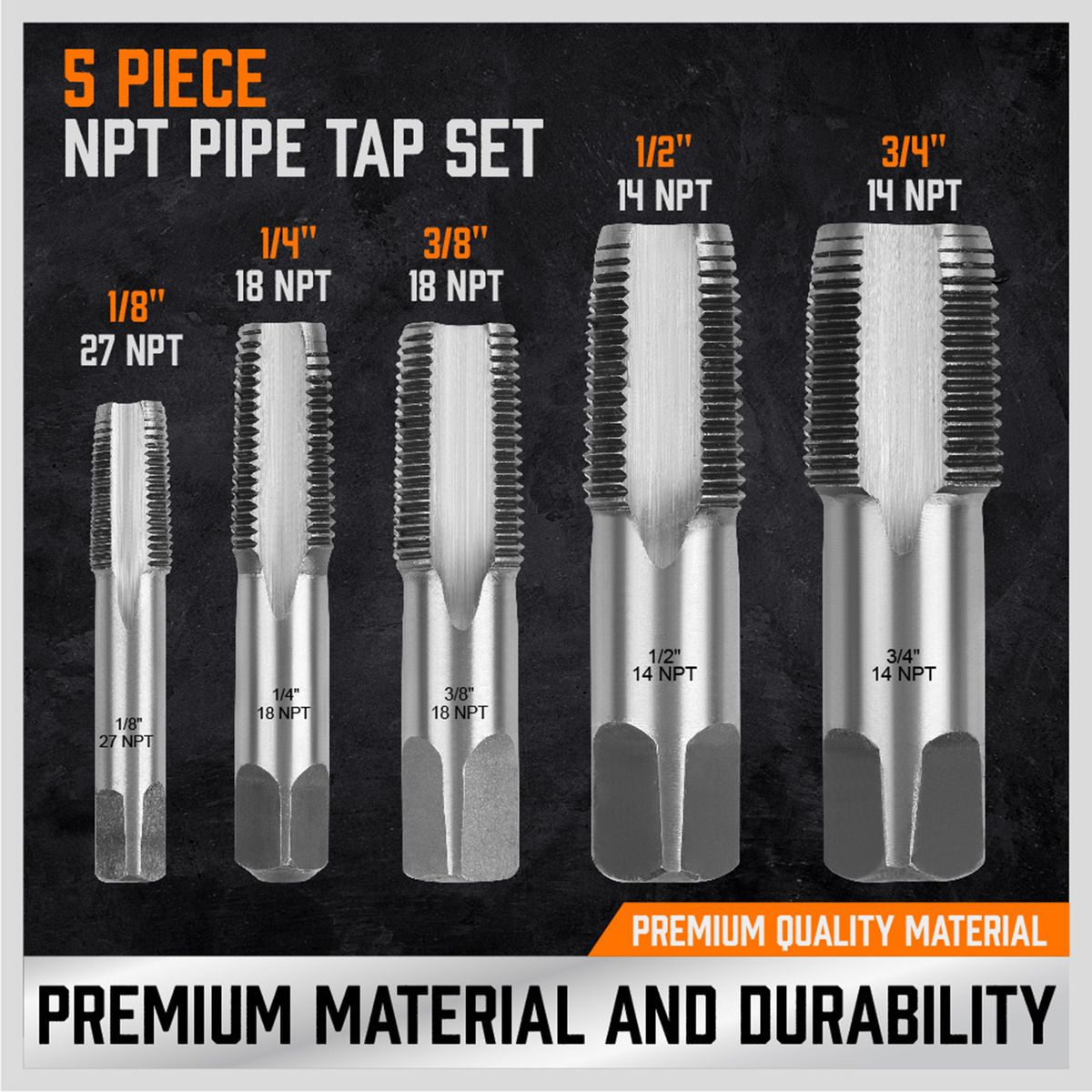 5x NPT  Tap Set Thread Forming  Clean Damaged  Threads 3/4" 1/8" B